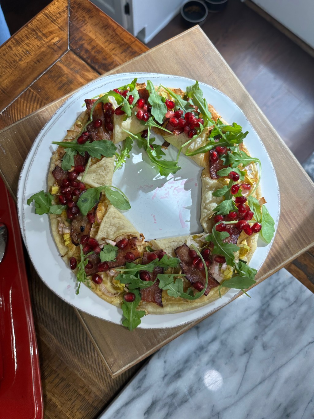 Bacon, Cheese and Pomegranate Pastry&nbsp;Wreath